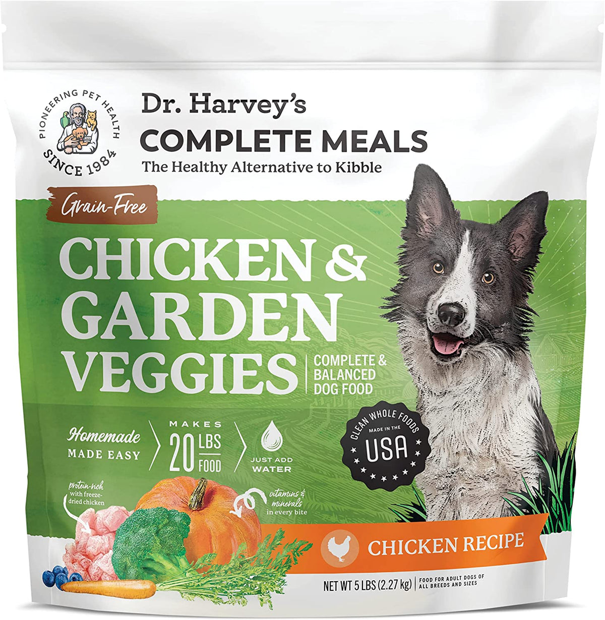Dr. Harvey's Grain Free Chicken Garden Veggies Dog Food, Human Grade Grain-Free Dehydrated Food for Dogs with Freeze-Dried Chicken, Fruits, Vegetables and Probiotics-Boats n Barks