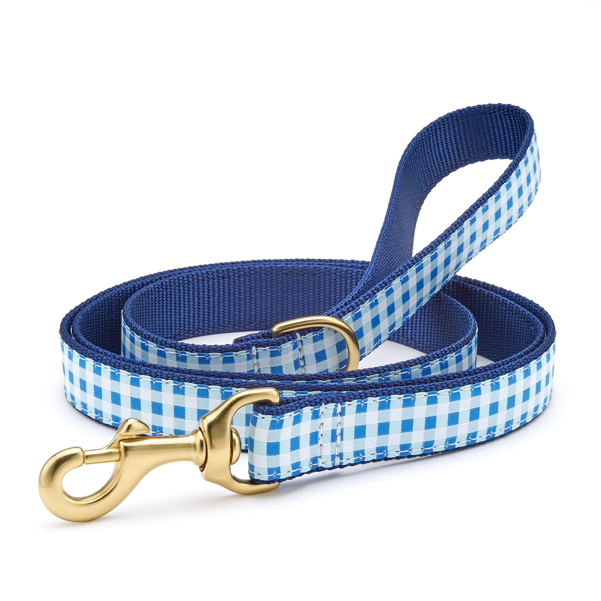 Blue Gingham Dog Lead by Up Country-Boats n Barks