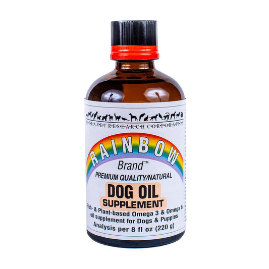 Rainbow Premium Dog Oil Supplement- Supports immune system, skin and coat health. Perfect Ratio of Omega 3 and Omega 6 Fatty Acids