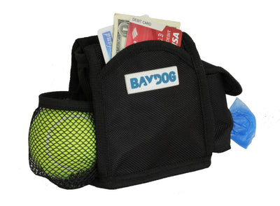 Baydog Dog Pack n Go Pouch Training Treat Pouch with Tennis Ball and Roll of Poop Bags Clips onto Leash Handle or Waist Band