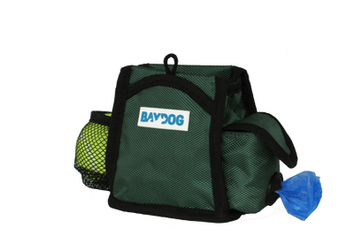 Baydog Dog Pack n Go Pouch Training Treat Pouch with Tennis Ball and Roll of Poop Bags Clips onto Leash Handle or Waist Band-Boats n Barks