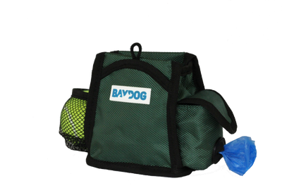 Baydog Dog Pack n Go Pouch Training Treat Pouch with Tennis Ball and Roll of Poop Bags Clips onto Leash Handle or Waist Band