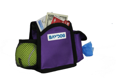 Baydog Dog Pack n Go Pouch Training Treat Pouch with Tennis Ball and Roll of Poop Bags Clips onto Leash Handle or Waist Band-Boats n Barks