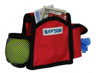 Baydog Dog Pack n Go Pouch Training Treat Pouch with Tennis Ball and Roll of Poop Bags Clips onto Leash Handle or Waist Band