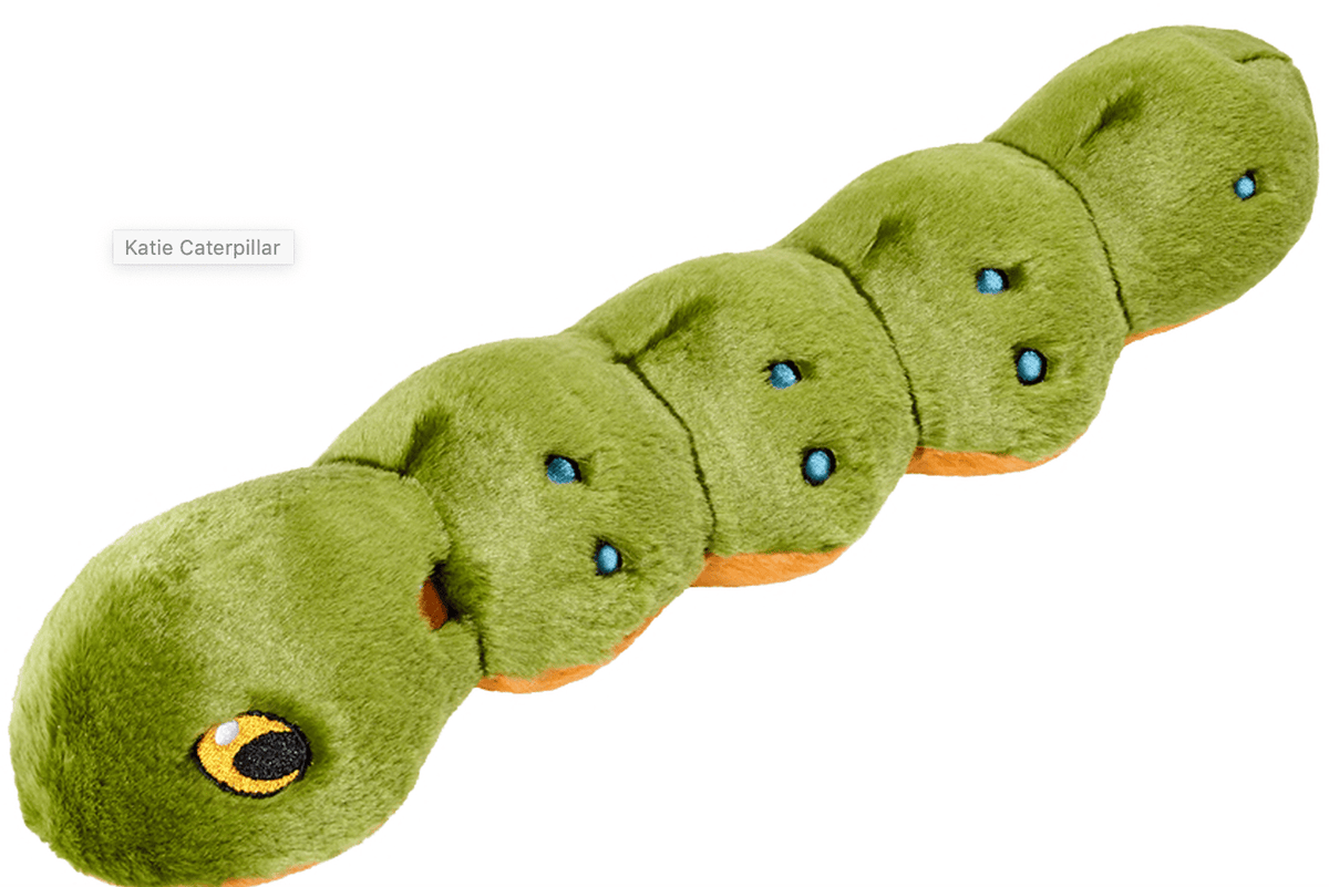 Fluff & Tuff Katie Caterpillar Soft Dog Toy with Squeaker Machine Washable 18"-Boats n Barks