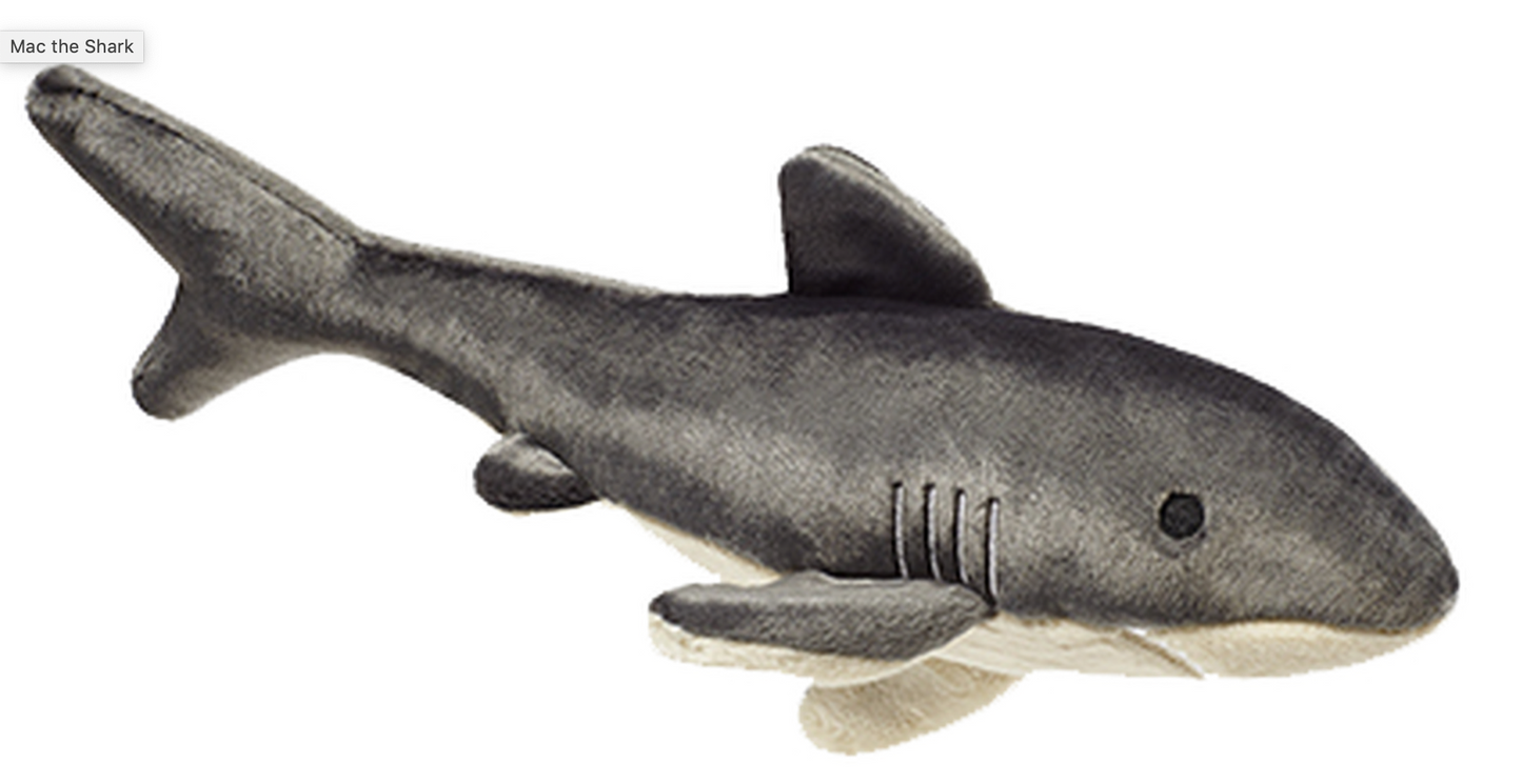 Fluff & Tuff Mac the Shark Soft Dog Toy with Squeaker Machine Washable 18"