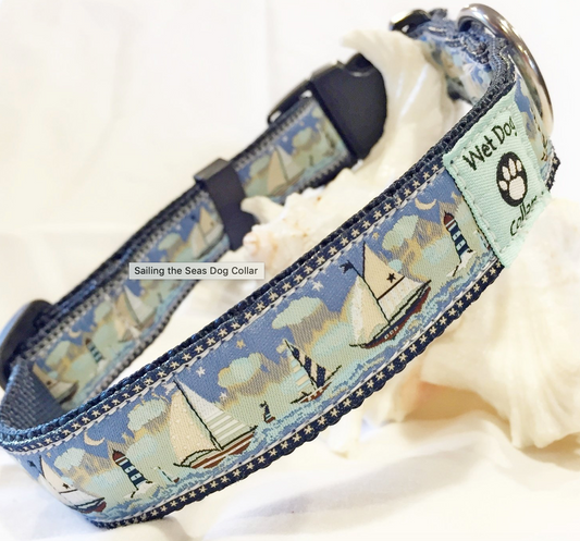 Wet Dog Sailing the Seas Dog Collar