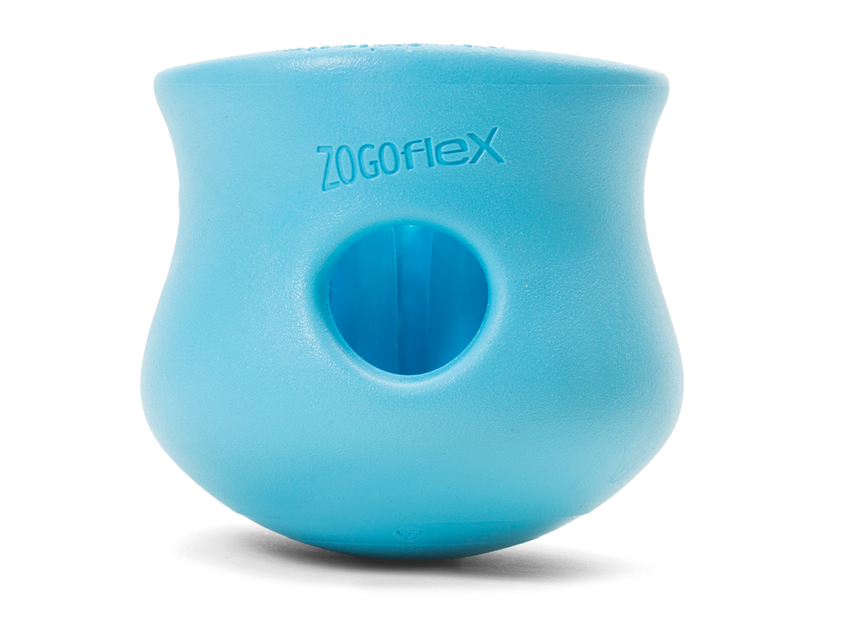 West Paw Zogoflex Toppl Treat Dispensing Dog Toy Puzzle – Interactive Chew Toys for Dogs – Dog Toy for Moderate Chewers, Fetch, Catch – Holds Kibble, Treatsf