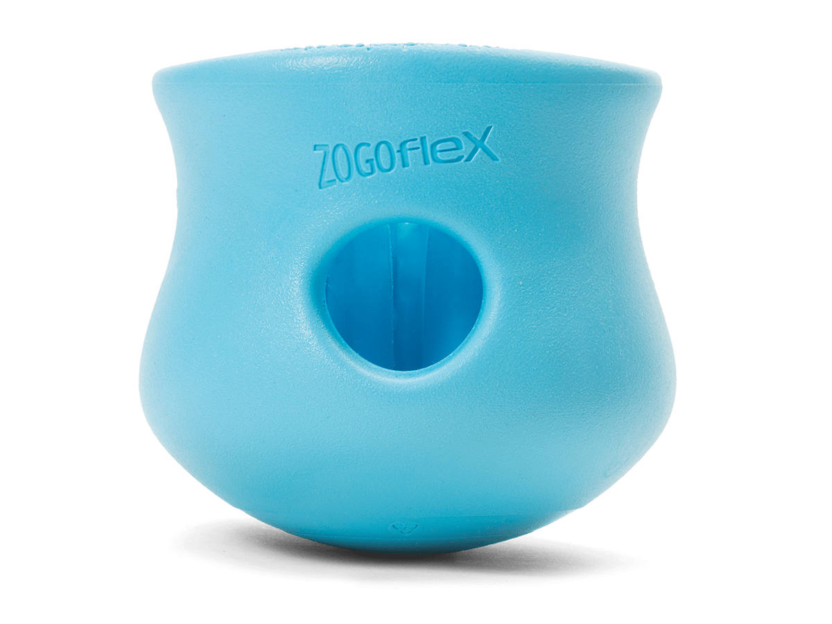 West Paw Zogoflex Toppl Treat Dispensing Dog Toy Puzzle – Interactive Chew Toys for Dogs – Dog Toy for Moderate Chewers, Fetch, Catch – Holds Kibble, Treatsf-Boats n Barks