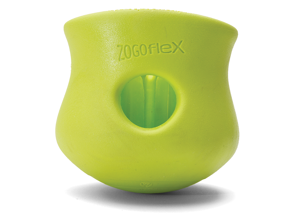 West Paw Zogoflex Toppl Treat Dispensing Dog Toy Puzzle – Interactive Chew Toys for Dogs – Dog Toy for Moderate Chewers, Fetch, Catch – Holds Kibble, Treatsf
