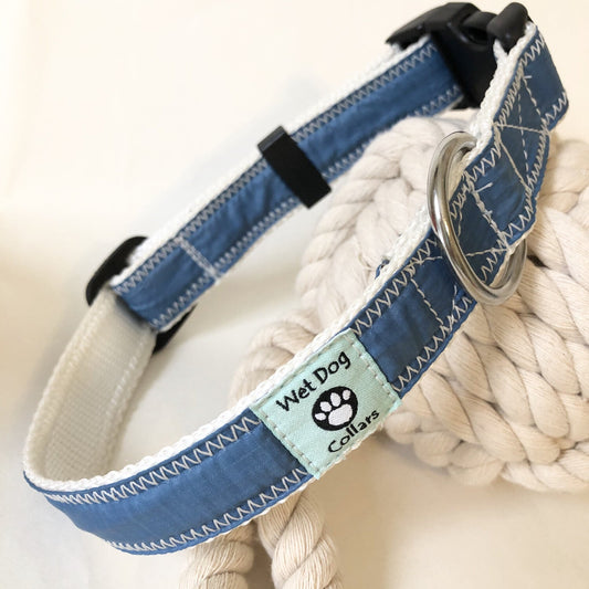 Wet Dog Collars Spinnaker Cloth Dog Collar Dark Blue