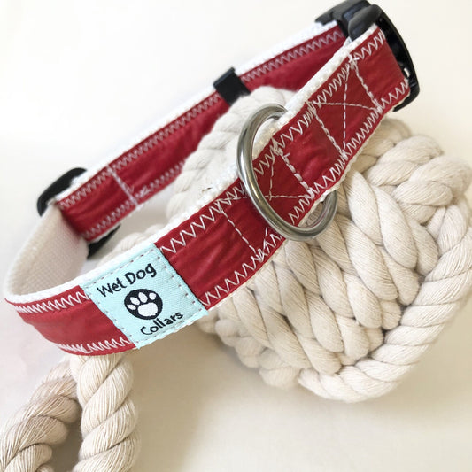 Wet Dog Collars Spinnaker Cloth Dog Collar Red