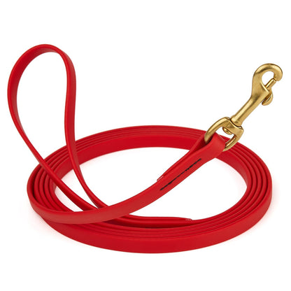 Waterproof Biothane Dog Long Lead 5/8" x 20' with Solid Brass Clip stitched onto Lead -much SAFER than using Grommets