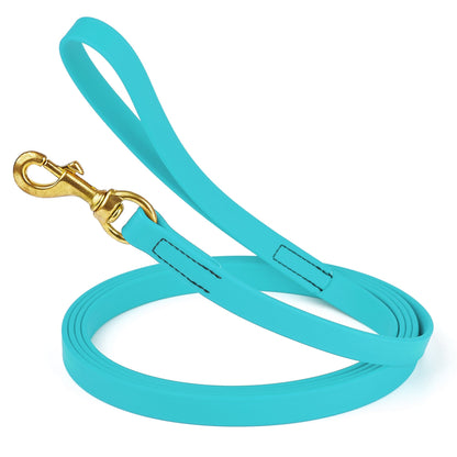 Waterproof Biothane Dog Long Lead 5/8" x 15' with Solid Brass Clip stitched onto Lead -much SAFER than using Grommets