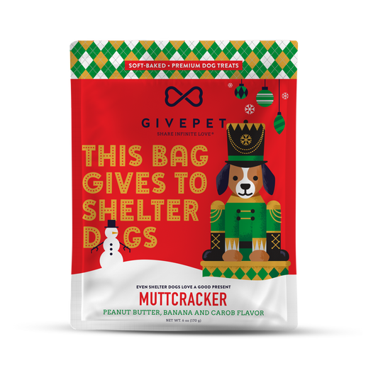 Give Pet Muttcracker Christmas Soft Baked Treats- Peanut Butter, Banana & Carob