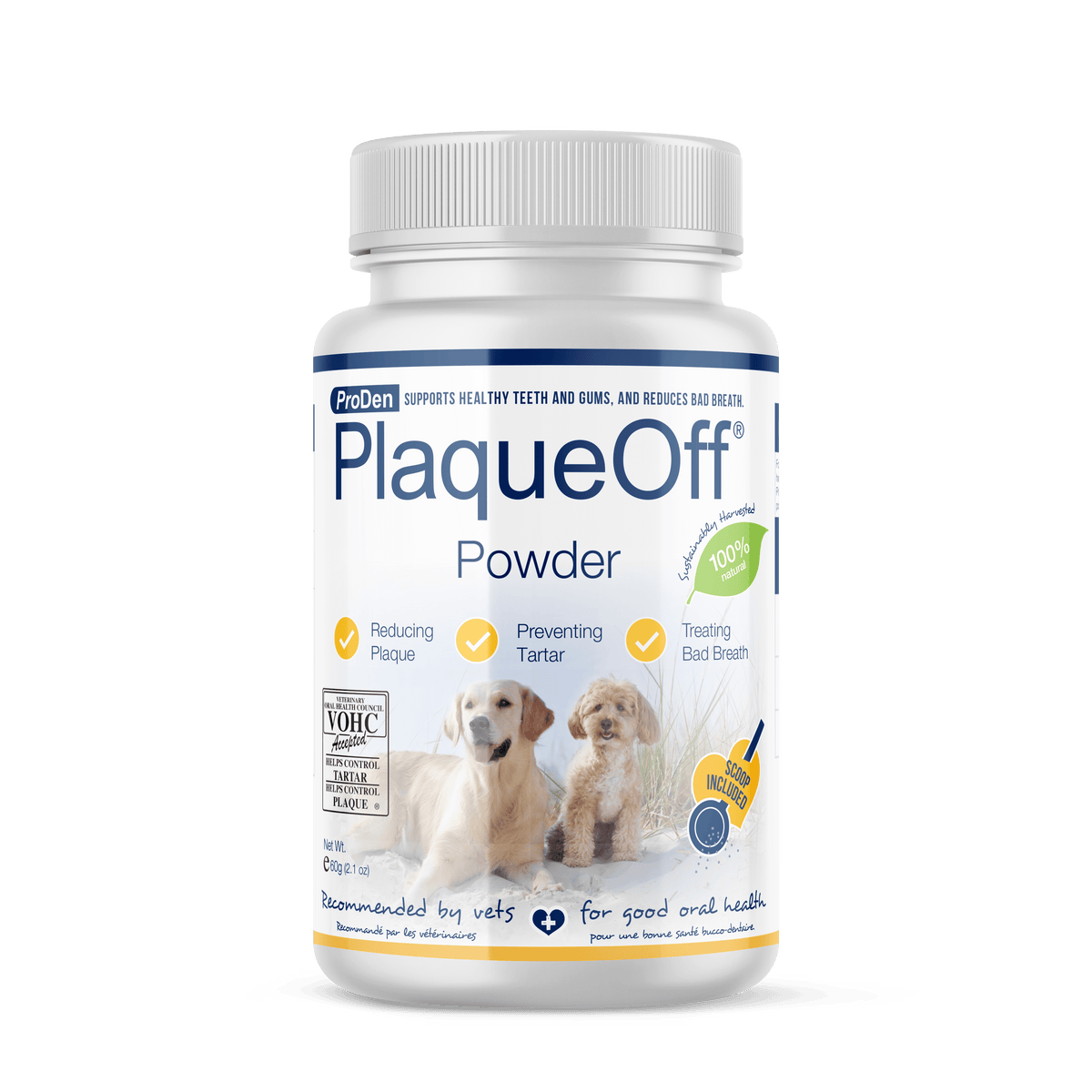 PlaqueOff® Powder for Dogs Reduce Plaque & Tartar, Improve Bad Breath 60g-Boats n Barks