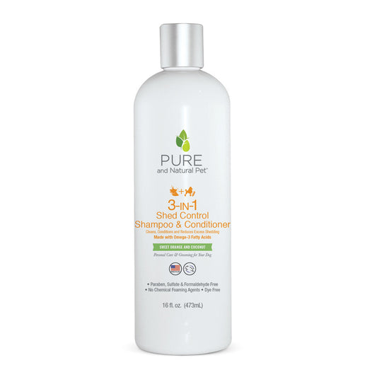 Pure & Natural 3 in 1 Shed Control Shampoo with Conditioner for Dogs - Sweet Orange and Coconut