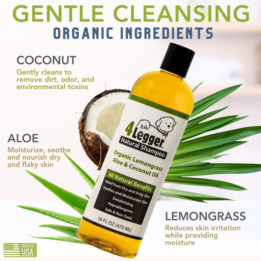 Organic Lemongrass, Aloe & Coconut Oil Hypoallergenic Dog Shampoo 100% Natural