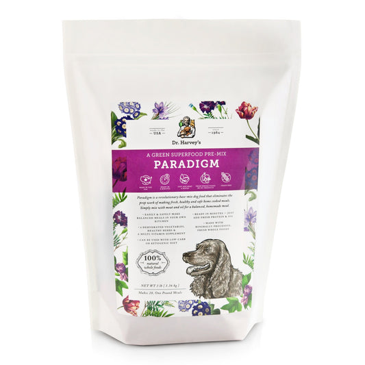 Dr. Harvey's Paradigm Green Superfood Dog Food, Human Grade Dehydrated Grain Free Base Mix for Dogs, Diabetic Low Carb Ketogenic Diet 3lb Bag