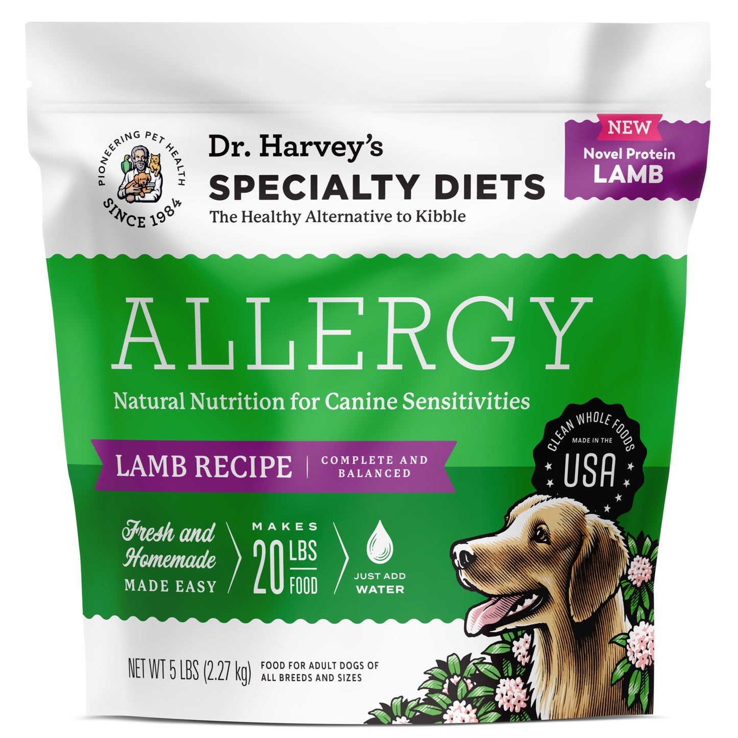 Dr. Harvey’s Specialty Diet Allergy Recipe, Lamb Human Grade Dog Food for Dogs with Sensitivities and Allergies