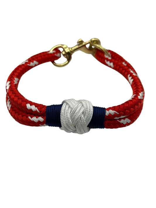 Annapolis made Handcrafted Turk's Head Knot Nautical Dog Collar with Solid Brass Fittings-Flat Collar converts to Martingale Collar