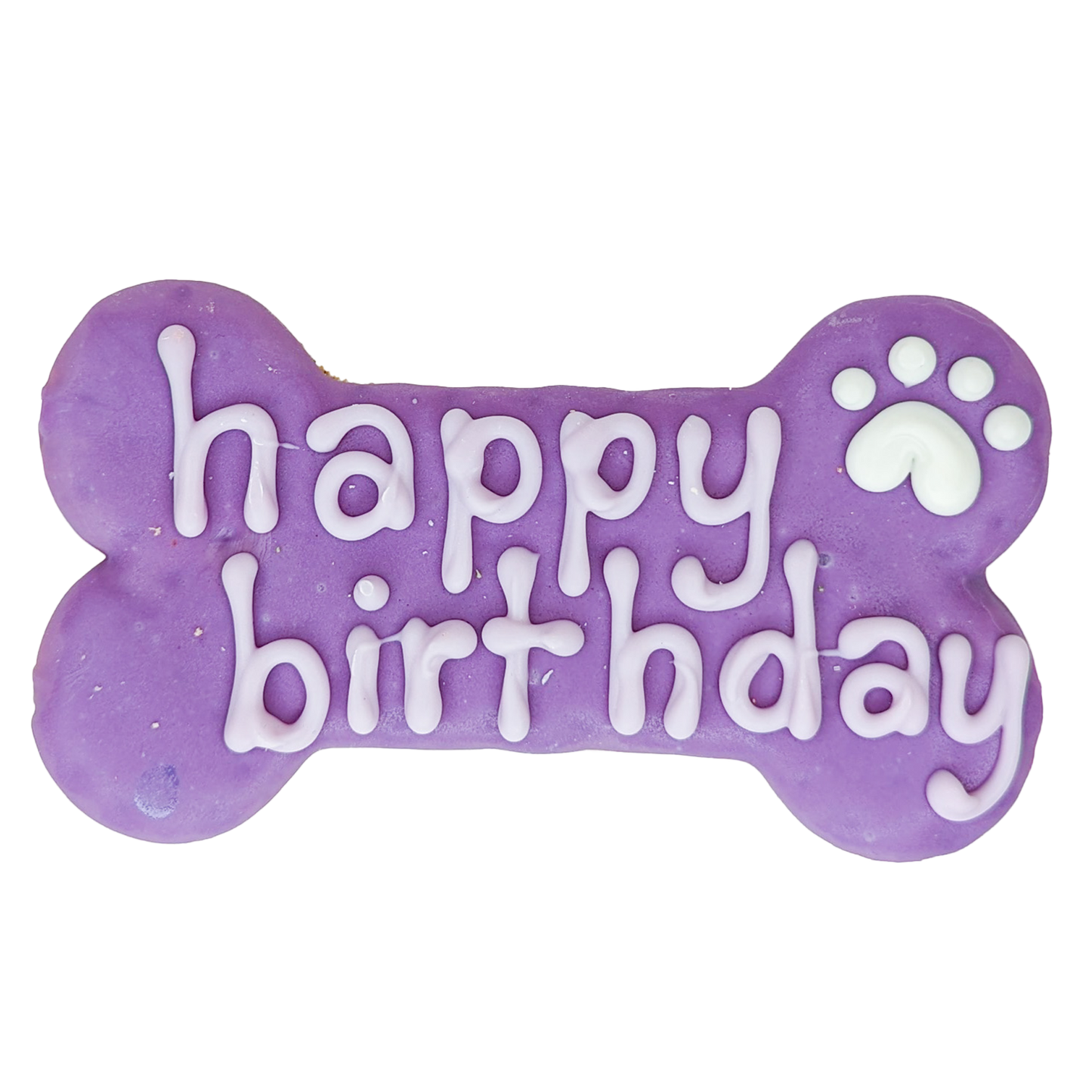 Violet Happy Birthday 6" Bone Cookie for Dogs made by Bosco & Roxy's of Canada