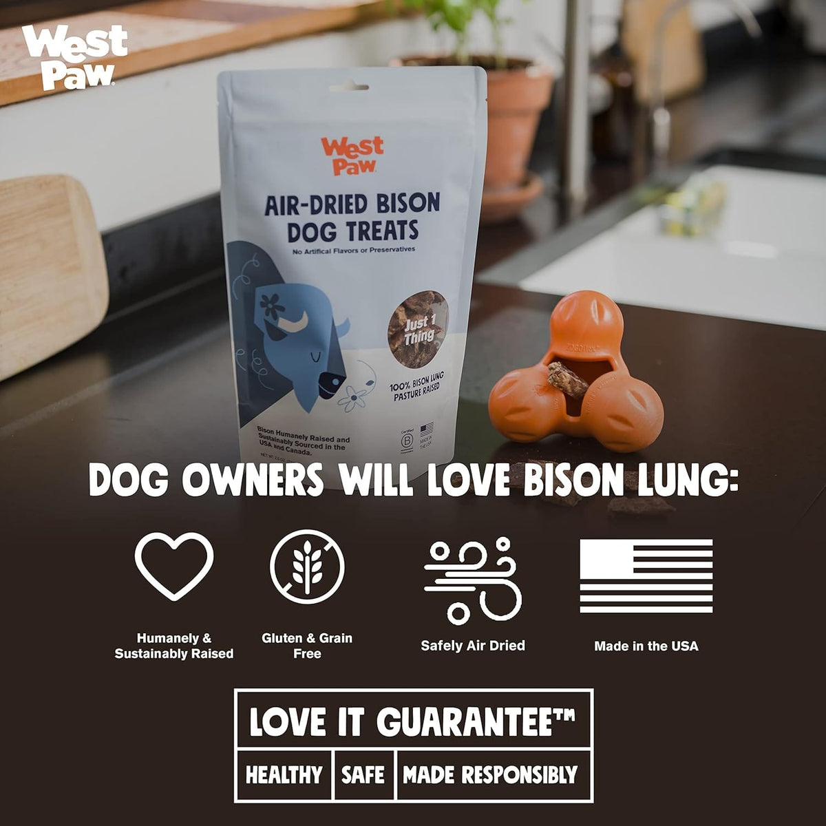 West Paw Air Dried Bison Lung Dog Treats-Boats n Barks