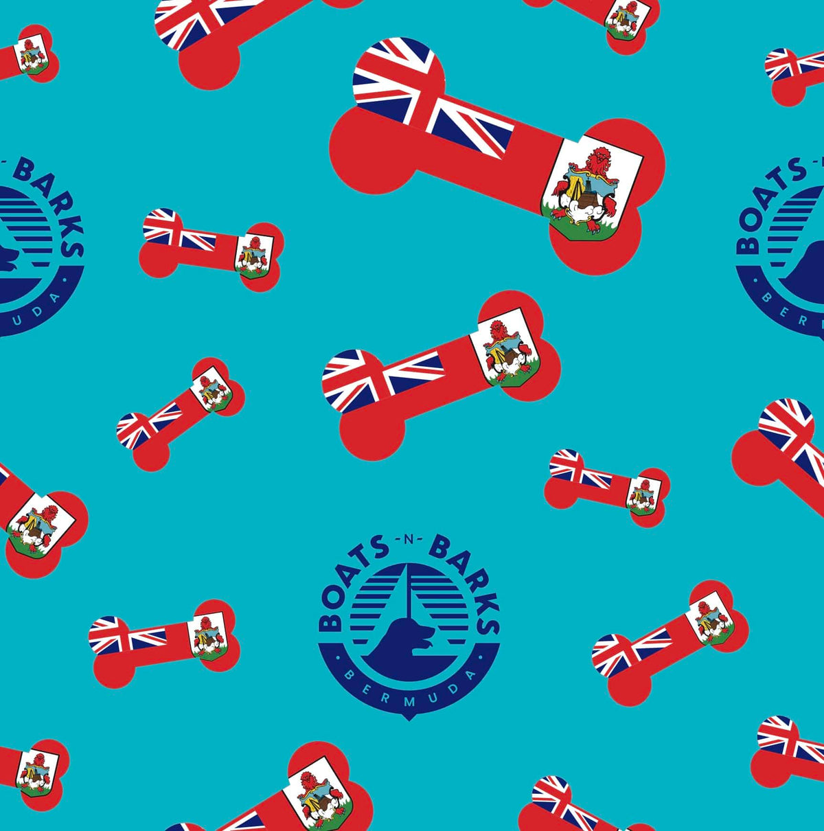 Bermuda Flag Bandana for Dogs-Aqua Medium 17"x17"x25"-Boats n Barks