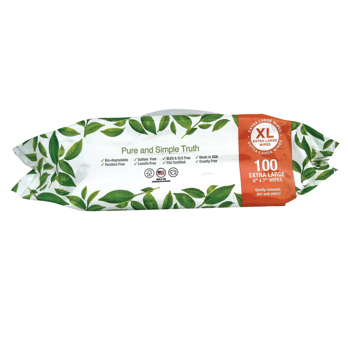 Pure & Natural Unscented Grooming & Cleansing Wipes 100ct Extra Large 8"x7"-Boats n Barks