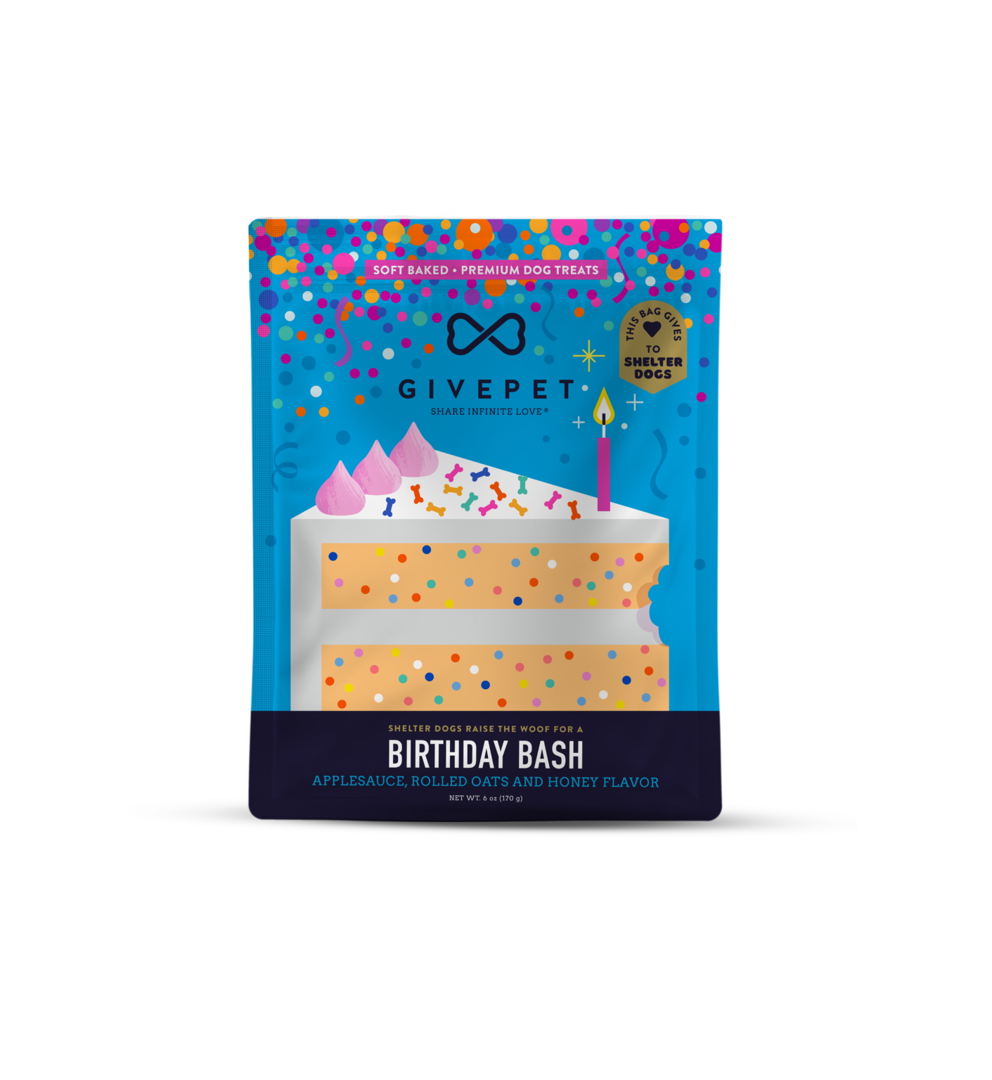 Give Pet Birthday Bash Soft Baked Treats for Dogs - Applesauce, Rolled Oats, Honey