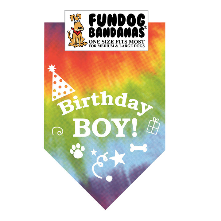 Birthday Boy Bandana for Medium  & LargeDogs  22" x 22" x32" Assorted Colours