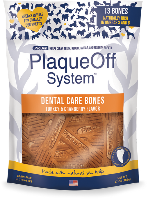 ProDen PlaqueOff System™ Dental Care LARGE Bones – Turkey & Cranberry 13 Bones/Bag