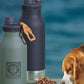 3 in 1 Buddy Bottle Stainless Steel 18/8 Water Bottle 32oz with detachable Water Bowl 90z and Food Bowl 7oz for your Dog