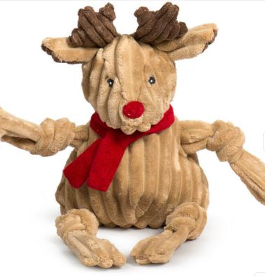 Rudy Reindeer Christmas Soft Dog Toy with Knots and Squeakers