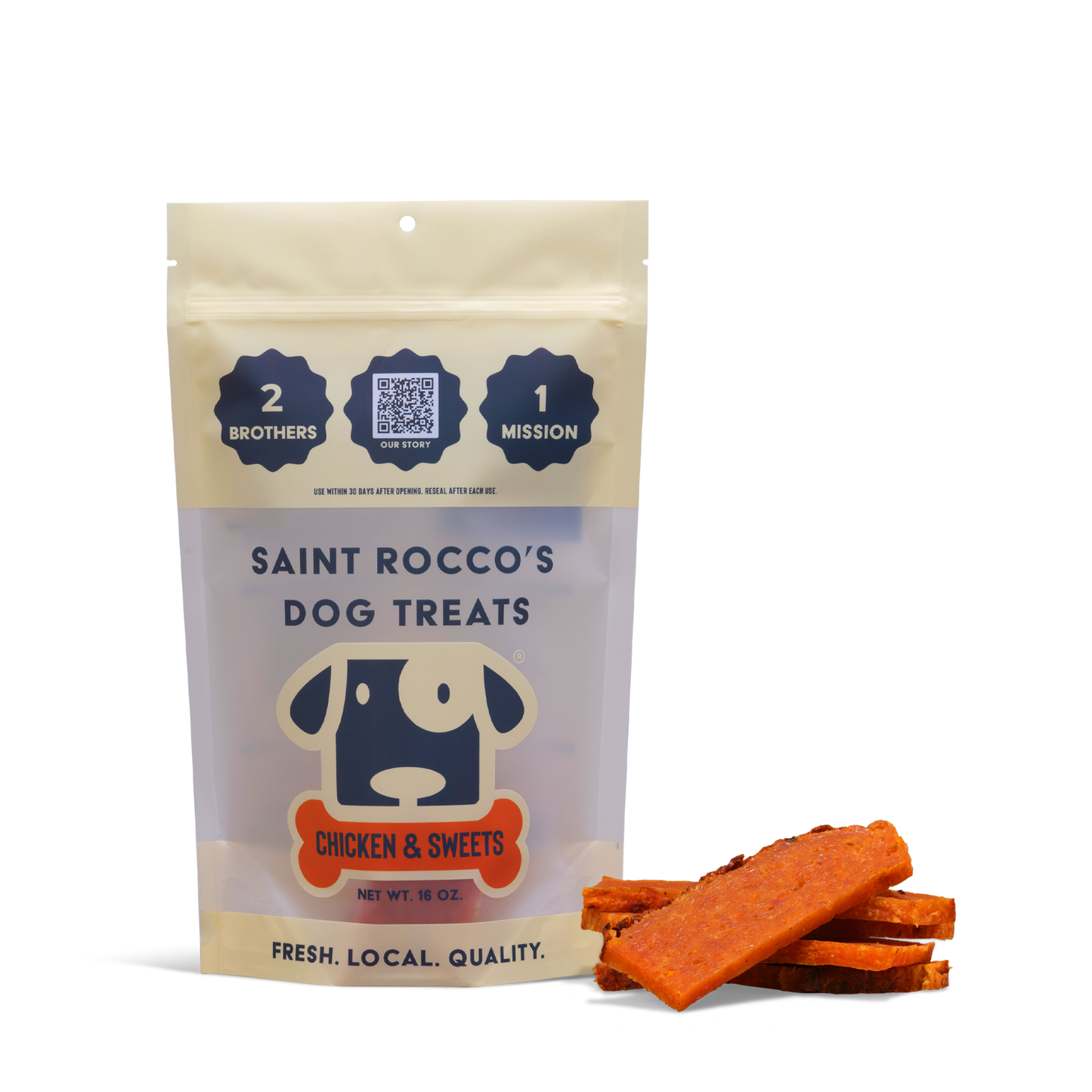Saint Rocco's Chicken & Sweets (sweet potato) Crumb Free Treats for Dogs 8oz