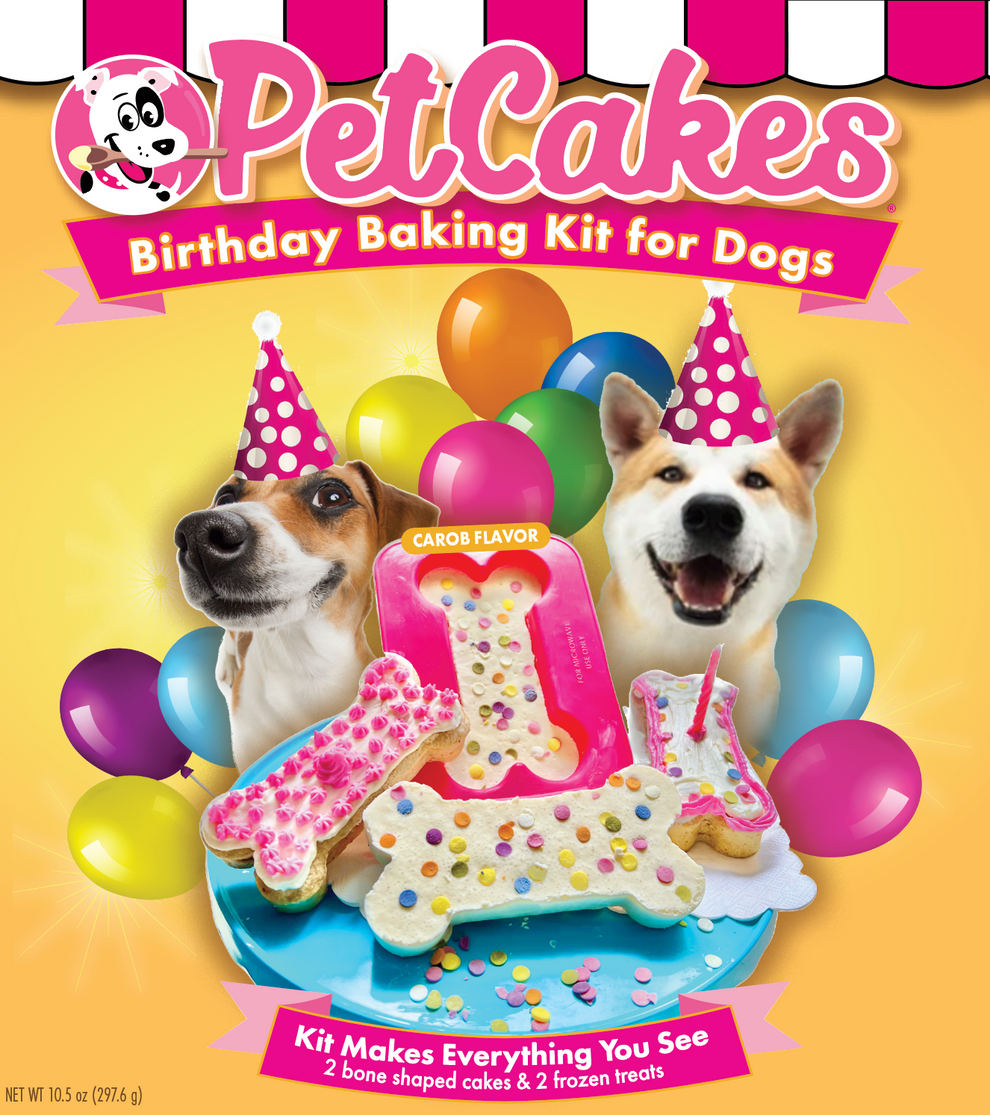 Birthday Baking Kit for Dogs - 2 Bone Shaped Cakes + 2 Bone Shaped Ice Creams + Sprinkles + Candle