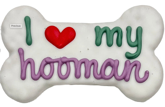 I Heart Humans  6" Bone Shaped Cookie for Dogs