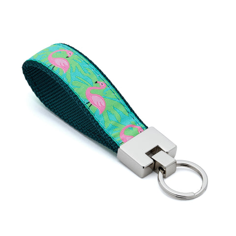 Key Ring Wristlet -  Fits over Most Wrists - Flamingo