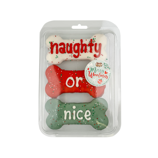 Bosco & Roxy's Christmas Naughty or Nice Decorated Dog Cookies 3/pack