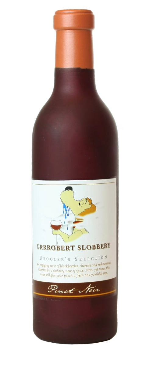 Wine Bottle Grrrobert Slobbery Squeaky Vinyl Parody Toy For Dogs