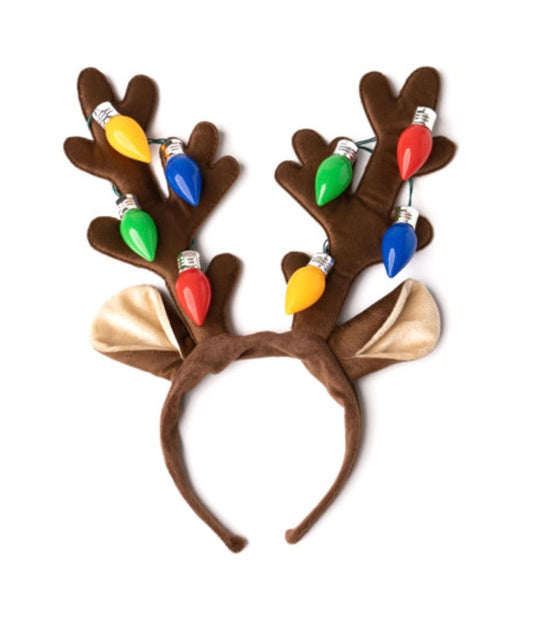 Christmas Jumbo Bulb Antler Light Up Headband For Humans and Dogs