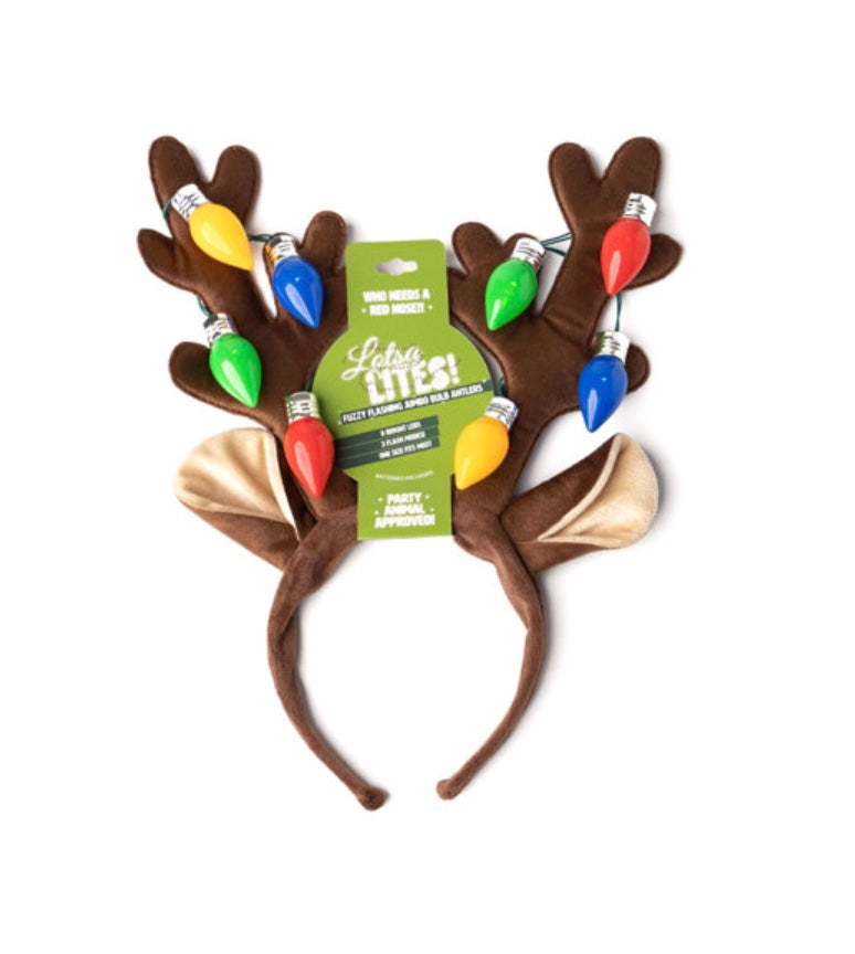 Christmas Jumbo Bulb Antler Light Up Headband For Humans and Dogs