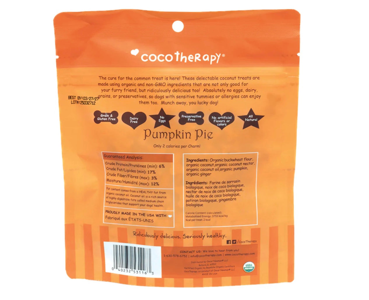Coco-Charms Pumpkin Pie Treats for Dogs