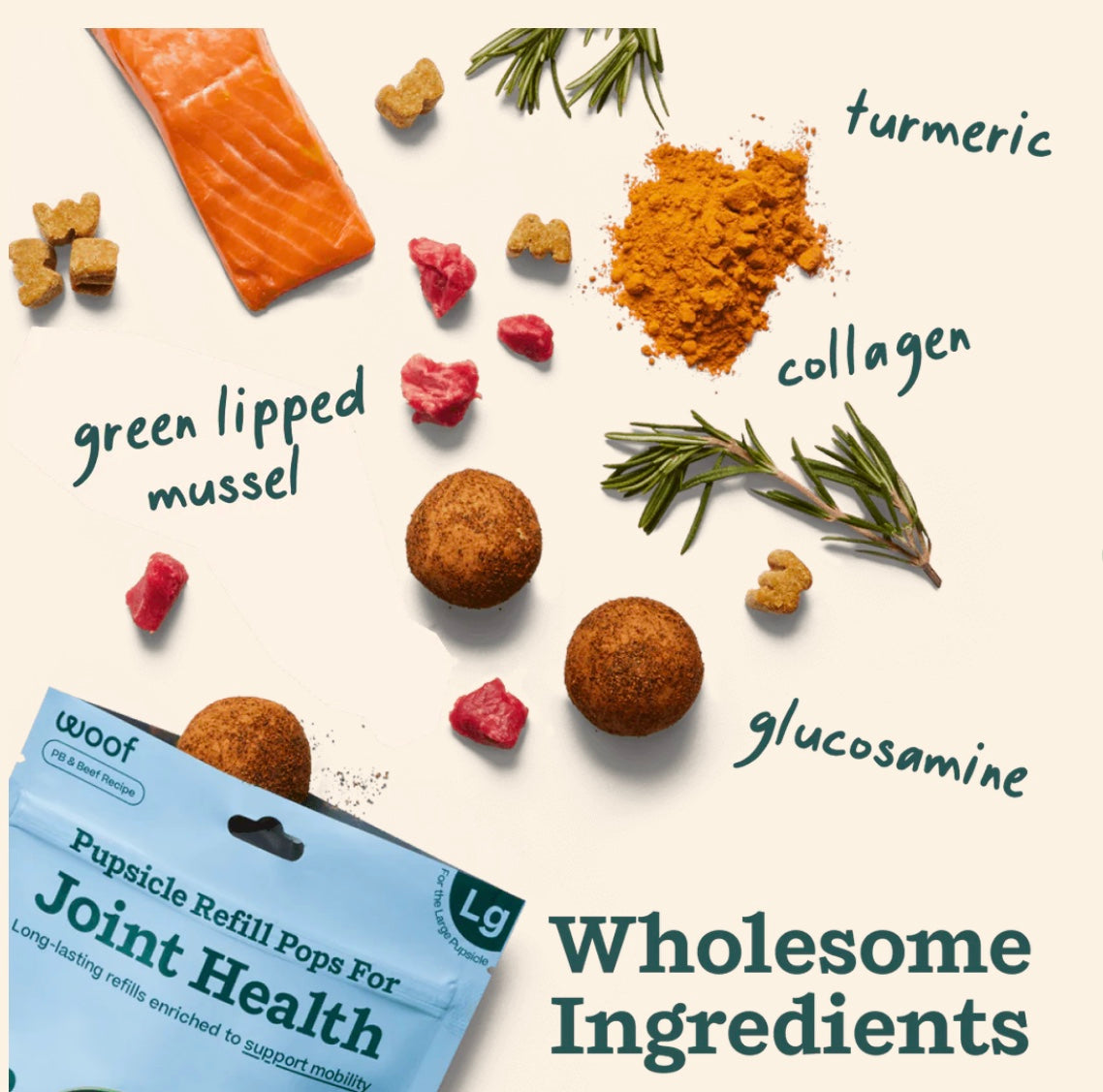 Woof Dog Treat Hip and Joint Health Wellness Pops For Dogs 8oz