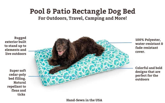 Water-resistant Flat Outdoor Dog Bed Great for Pool and Patio Rectangular Shape made in USA