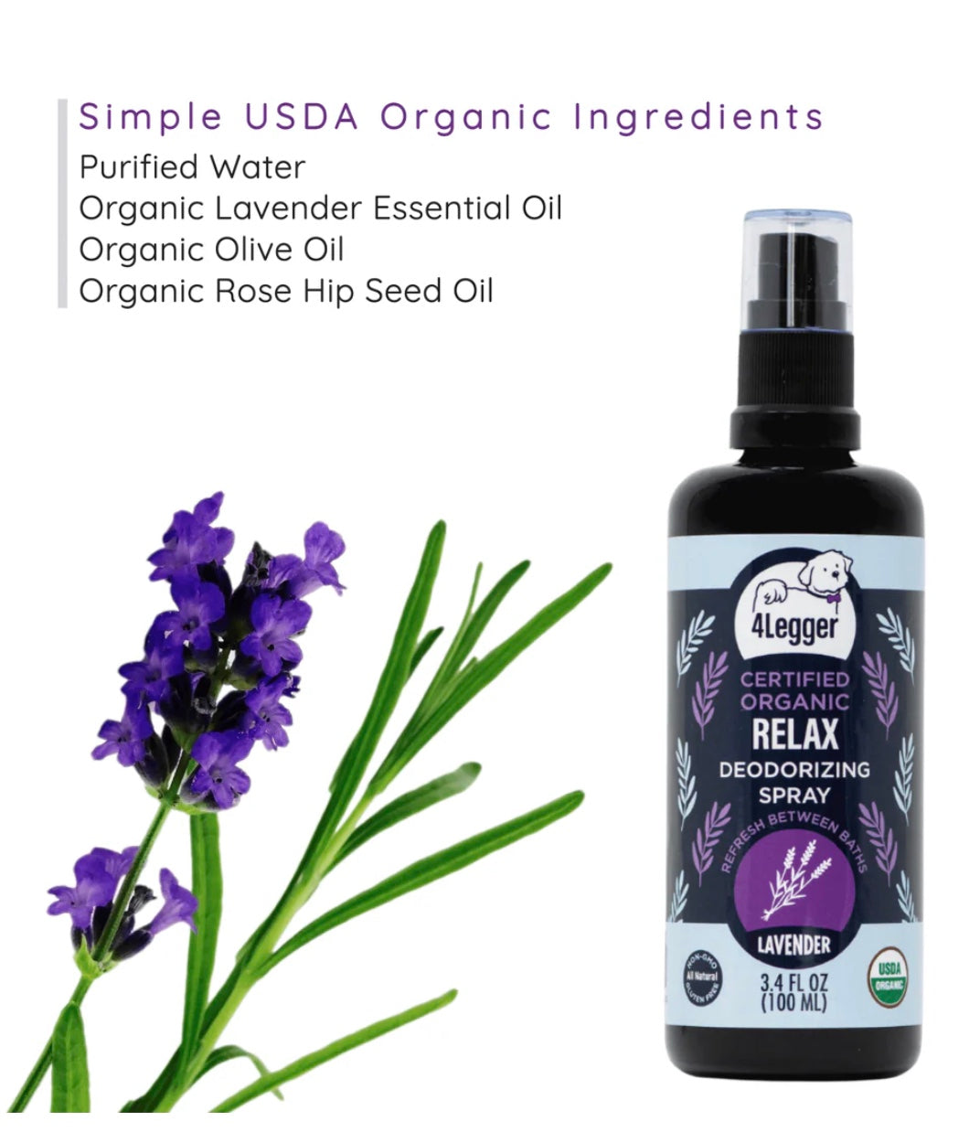Lavender Organic Deodorising Spray for Dogs and their Belongings NON TOXIC