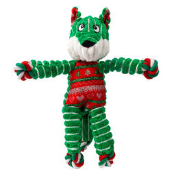 Christmas Floppy Knots Fox Dog Toy with Rope and Squeakers by Kong