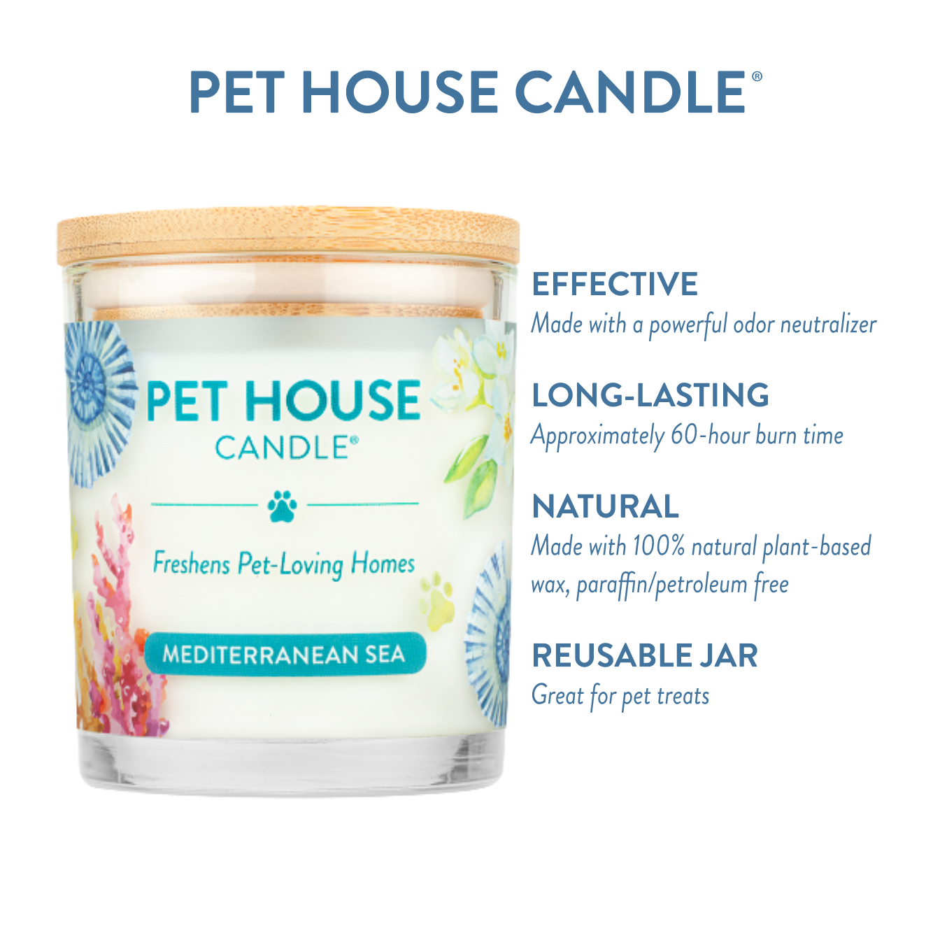 Pet House Candle for Dog Lovers - Mediterranean Sea Scent