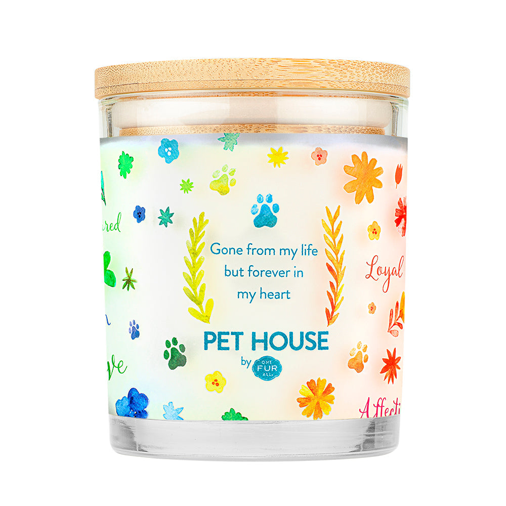 Pet House Candle for Dog Lovers - Furever Loved Memorial Candle Rainbow Bridge