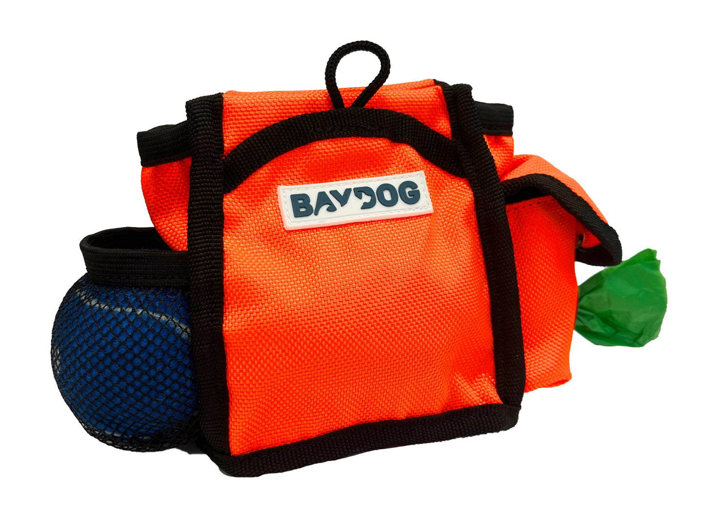 Baydog Dog Training Treat Pouch with Tennis Ball and Roll of Poop Bags Clips onto Leash Handle or Waist Band